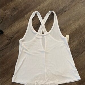 Aerie White Backless Tank Top with Scooped Neckline